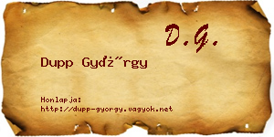 Dupp György névjegykártya